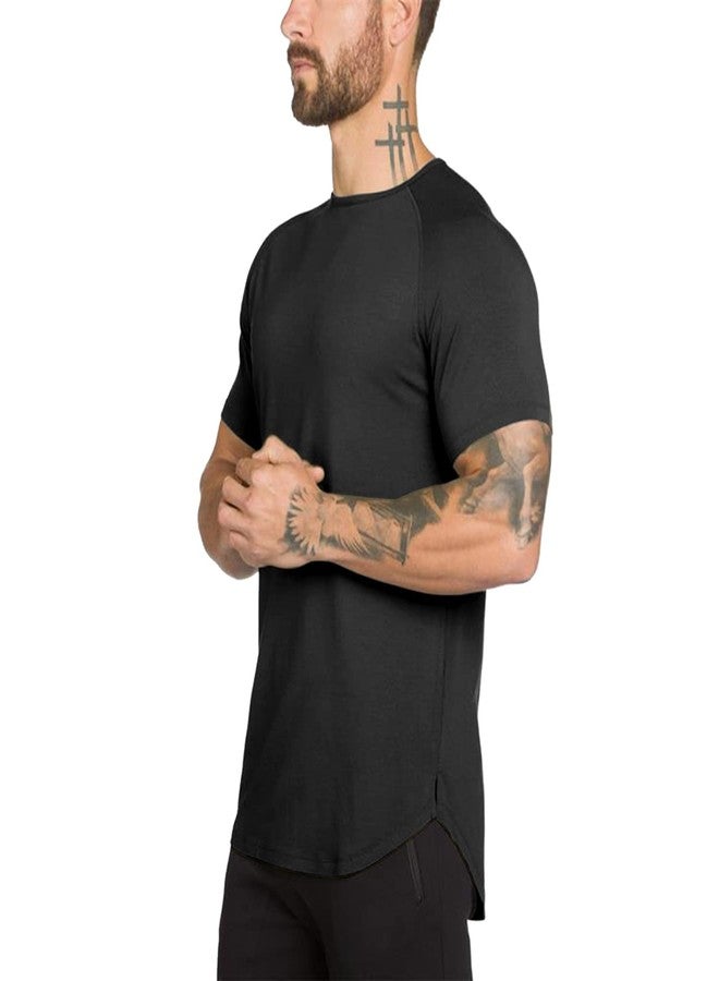 TEZO Mens Gym Workout Slim Fit Short Sleeve T-Shirt Cotton Performance Athletic Shirts Running Fitness Tee Loungewear(SOBK XL) - Image 1